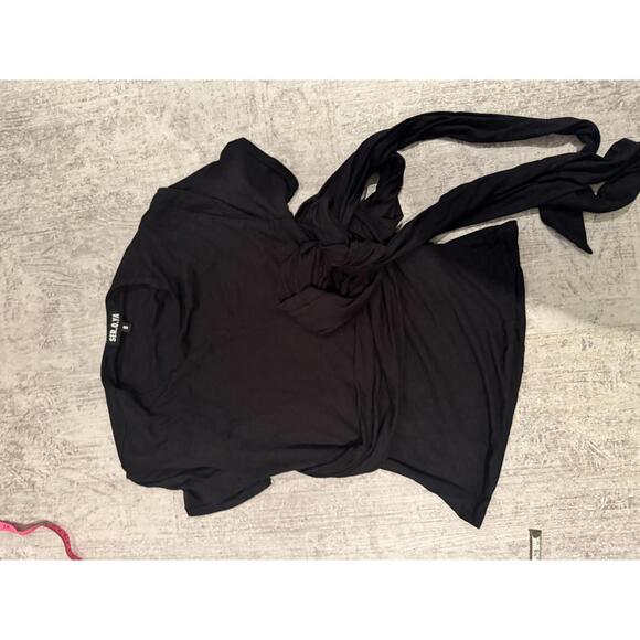 SEROYA Black Stella Wrap Top sz S - Picture 4 of 5